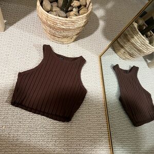 SHEIN Chocolate Ribbed Tank Top